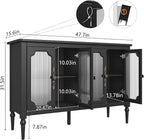 Vintage Buffet Sideboard with 4 Glass Doors, Deractive Crezada - Image 2