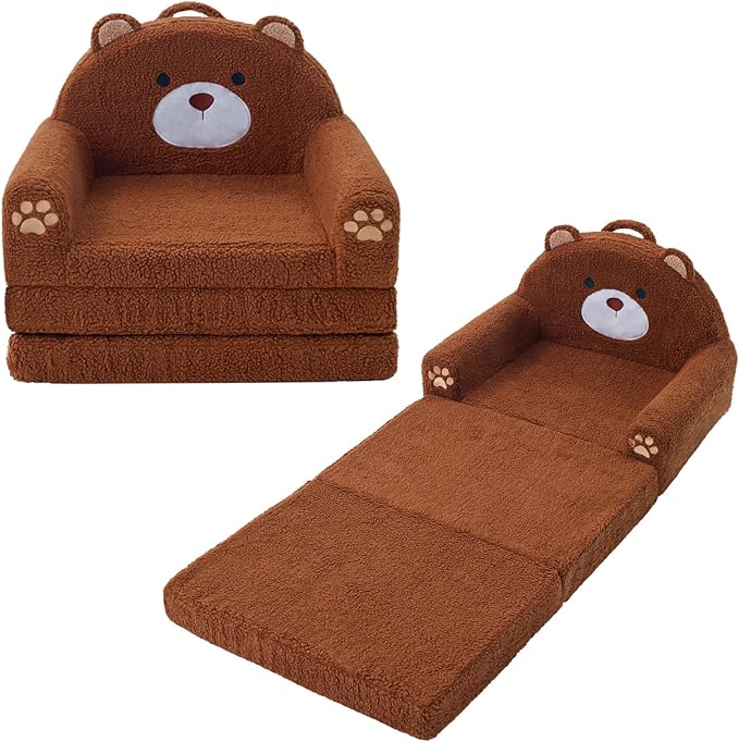 MOONBEEKI 2-in-1 Foldable Toddler Couch, Soft Sherpa Fabric by MOONBEEKI