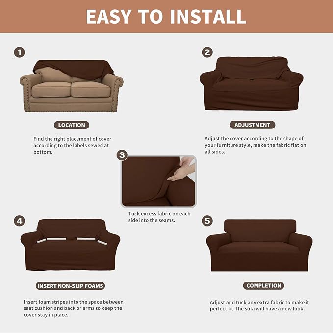 Easy-Going 100% Waterproof Chair Couch Cover, Stretch Jacquard Sofa Cover | - Image 5