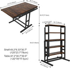 Convertible Dining Table, 2 in 1 Bookshelf to Kitchen Table, Space Saving - Image 3