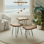 WELLAND Live Edge Cedar End Table, Unique Desktop Side Table, Natural Clear - Image 9