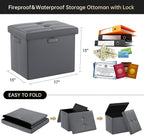 DocSafe Storage Ottoman with Lock, Fireproof Folding Ottoman Foot Rest Stool - Image 3