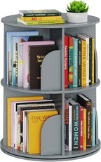 SpaceAid 2 Tier Rotating Bookshelf Tower, Spinning Bookcase Lazy Susan by SpaceAid