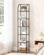 Hzuaneri Bookcase Bookshelf, Tempered Glass Arched Bookshelf - Image 8