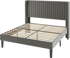 Allewie Full Size Velvet Bed Frame/Vertical Channel Tufted Wingback - Image 9