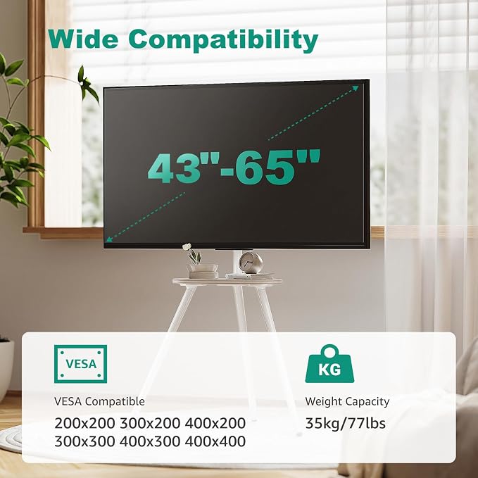 White Metal Tripod Easel TV Stand - Image 2