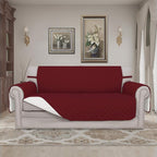 Easy-Going Reversible Couch Cover, 2 Cushion Sofa, Christmas Red/Ivory | - Image 2