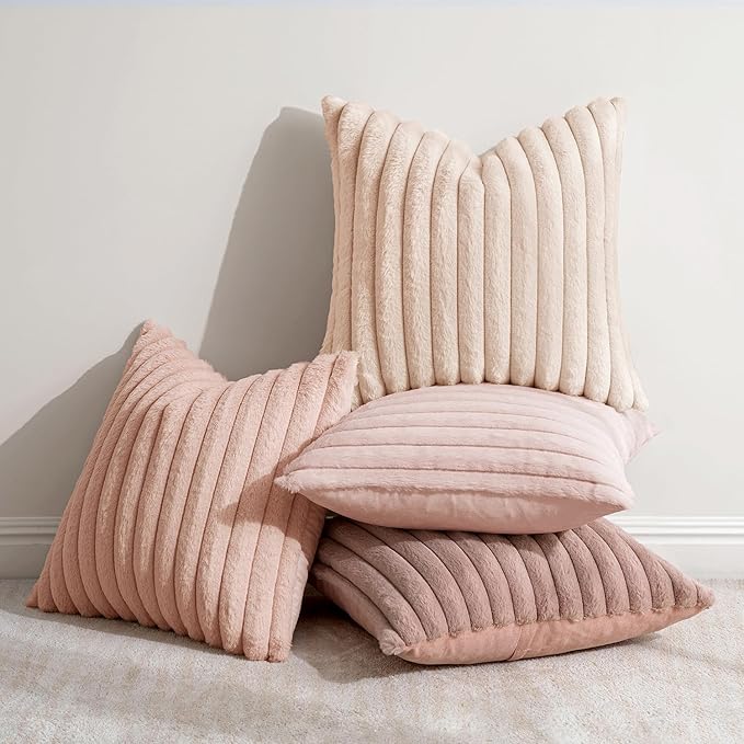 MIULEE Faux Fur Plush Euro Decorative Throw Pillow Covers 24x24, Soft Cute - Image 5