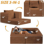 Futon Sofa Bed with Pillow, 3-in-1 Sleeper Sofa Bed with Removable Cover - Image 3