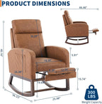 Rocking Chair Nursery with Foot Rest, Modern PU Upholstered Reading Glider - Image 2