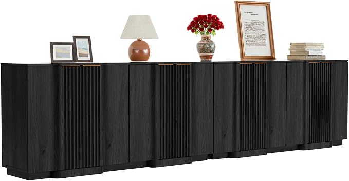 Brafab Buffet Cabinet, Wood Fluted Credenza - Image 8
