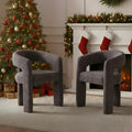 Modern Chenille Dining Chairs Set of 2, Upholstered Barrel Chairs by QUINJAY