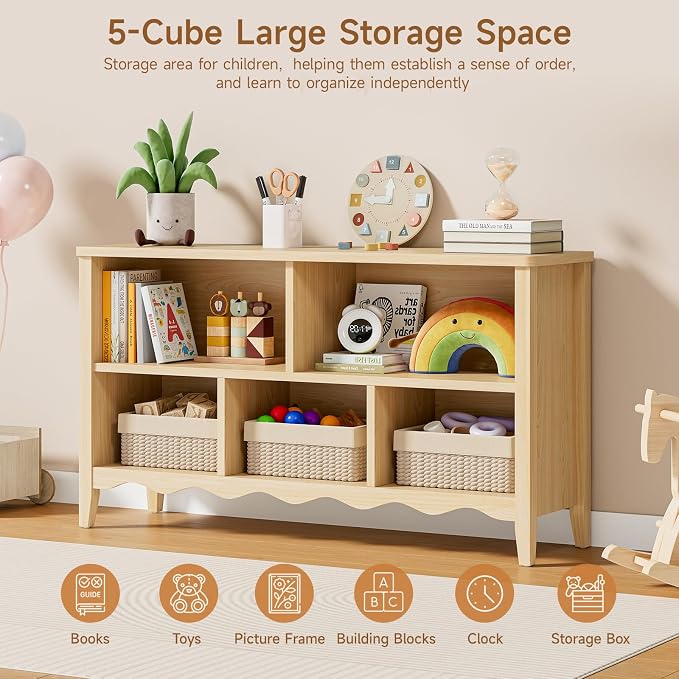 ONBRILL Montessori Shelf, 5 Cube Toy Storage Organizer - Image 4