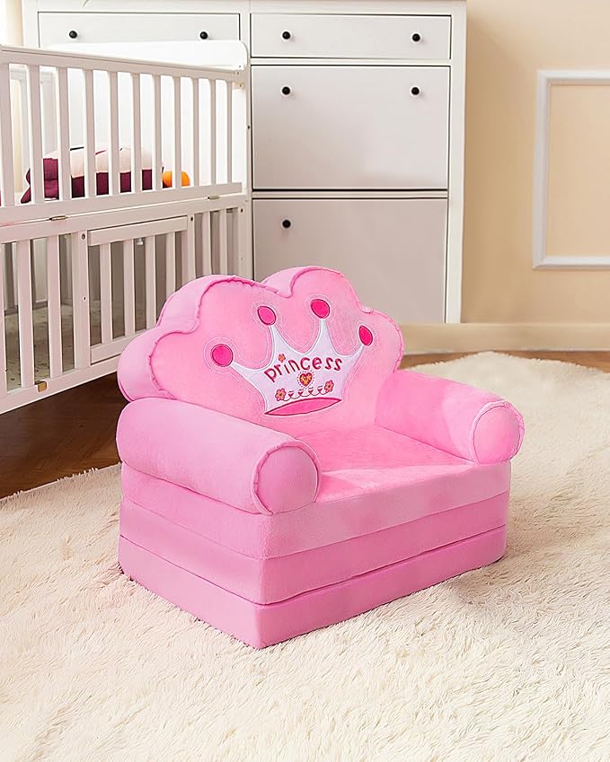 MOONBEEKI Kids Couch Fold Out, Foldable Princess Chair - Image 2