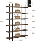 OtterOasis Heavy Duty 6-Tier Industrial Bookcase, 120lbs Shelf Capacity - Image 2