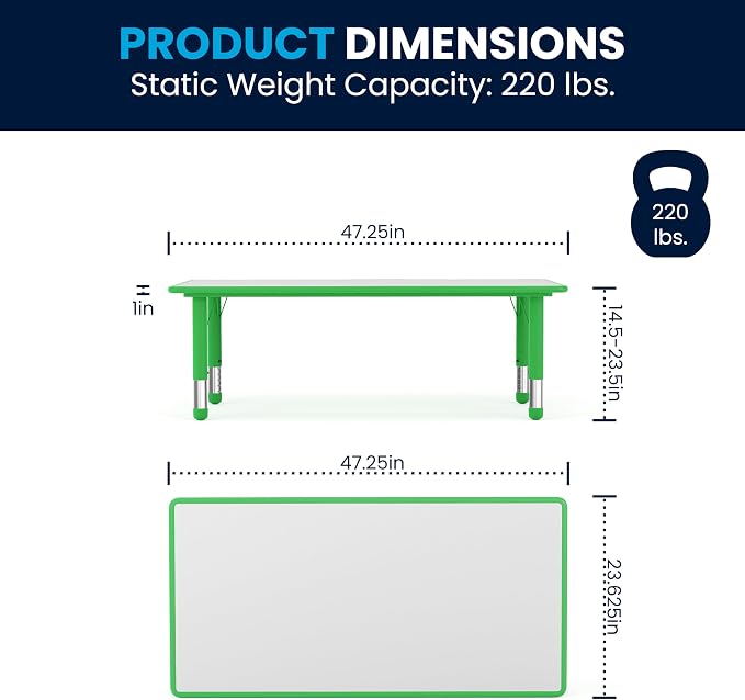 Flash Furniture Wren 23.625''W x 47.25''L Rectangular Green Plastic Height - Image 2
