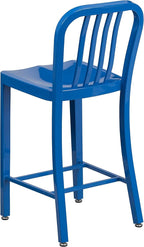 Flash Furniture Commercial Grade 24" High Blue Metal Indoor-Outdoor Counter - Image 7