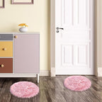 15.7 Inches Mini Pink Round Faux Fur Sheepskin Area Rug, Fluffy Small Circle - Image 6