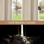 100% Blackout Short Linen Curtains 48 Inches Long, 2 Panels, Linen | Thermal - Image 3