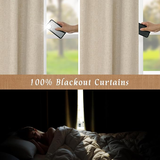 100% Blackout Linen Curtains 63 Inches - Image 4