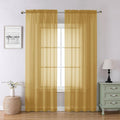 Chyhomenyc Gold Sheer Curtains 84 inches Long 2 Panels Set | Light Filtering by Chyhomenyc