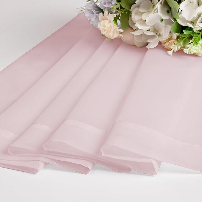 Sheer Curtains 54 Inch Length 2 Panels Set, Blush Sheer Curtain - Image 7