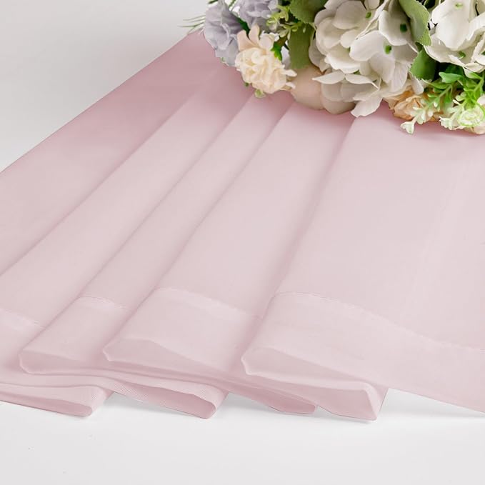Extra Long Sheer Curtains 96 Inches Long, Rod Pocket Airy Solid Blush Sheer - Image 6