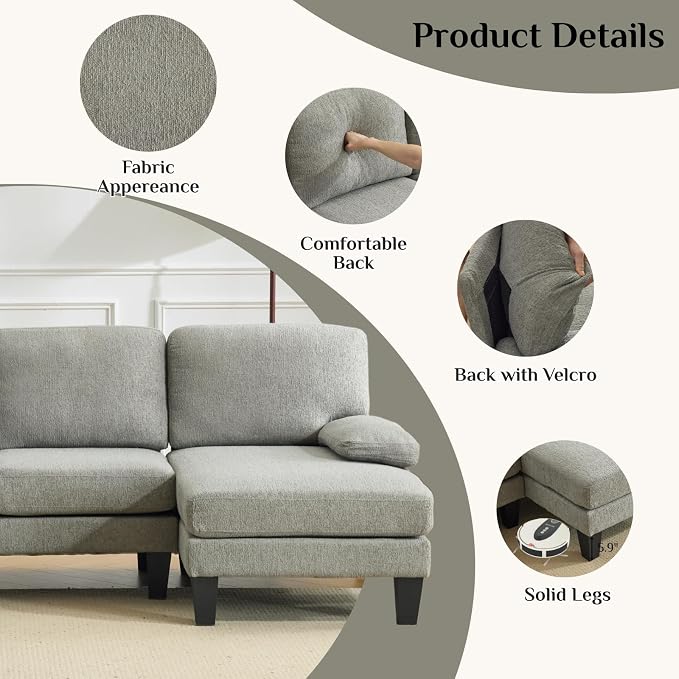 Karl home 110" U-Shape Sectional Couches - Image 3
