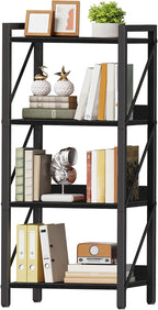 HOOBRO Bookshelf, 4-Tier Industrial Bookcase, Book Shelf Storage Organizer by HOOBRO