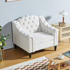 LEVNARY White Velvet Chair for Bedroom, Upholstered Sofa Chair - Image 3