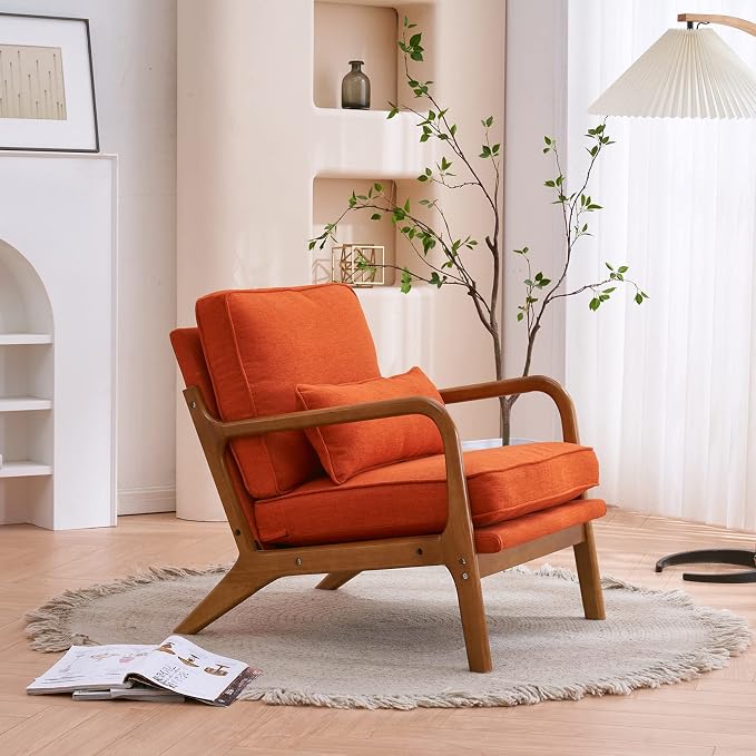 Bonnlo Burnt Orange Accent Chairs Set of 2, Upholstered Mid Century Modern - Image 9