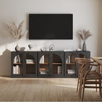 BELLEZE 2 Tier Bookshelf with Arched Glass Door - Image 6