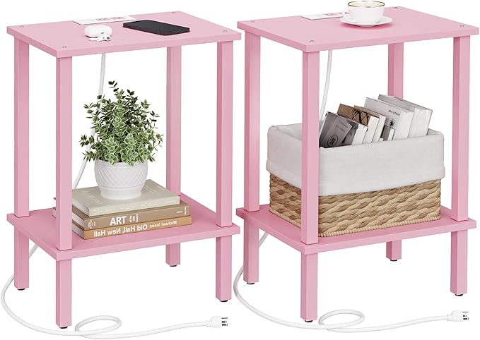 TUTOTAK End Table with Charging Station, Small Side Table with Outlets by ChoosetutotakFurnitureBuildYourCozyHome