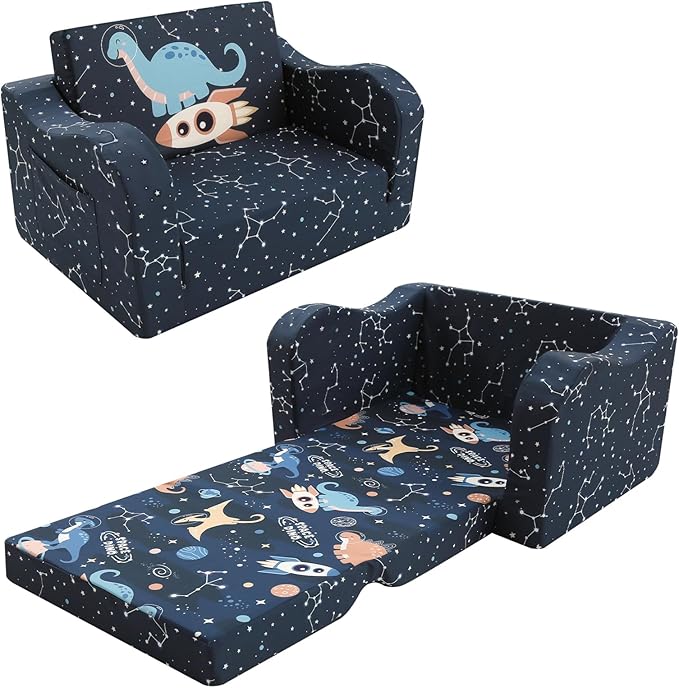 MeMoreCool Toddler Couch, 2-in-1 Kids Couch Fold Out to Lounger, Comfy Toddler by MeMoreCool