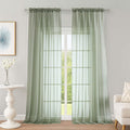 Sage Green Sheer Curtains, Sheer Curtains 96 inches Long 2 Panels Set, Rod by OWENIE