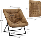 Comfy Saucer Chair for Adults, Soft Faux Fur Bedroom Chair, Accent Dorm Chairs - Image 3