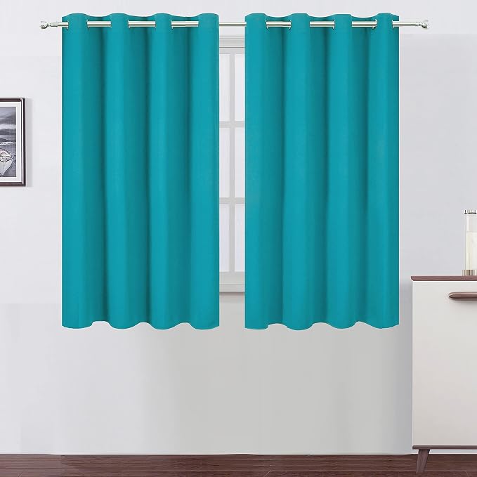 Teal Blackout Curtains/52 x 45 Inch Length Kids Curtains/Set of 2 Panels by Lemomo