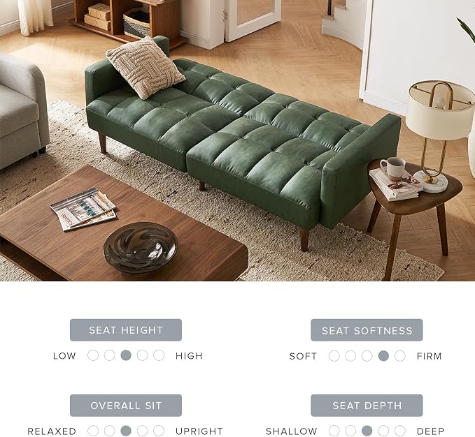 mopio 76.4" Futon Sofa Bed, Sleeper Sofa, Mid Century Modern Futon Couch - Image 7