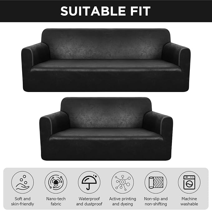 Peryiter 2 Pcs Sofa Covers Couch and Loveseat Covers Set Stretch Sofa Slipcover - Image 5