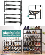 viewcare 3-Tier Black Bamboo Shoe Rack - Image 6