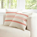 MIULEE Set of 2 Coral Red Boho Decorative Pillow Covers 18x18 Inch | Farmhouse - Image 7
