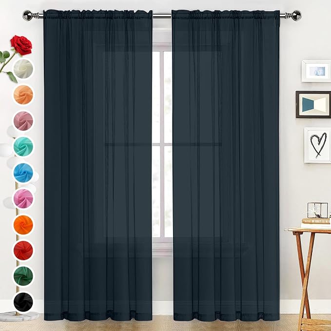 SpaceDresser Sheer Voile Window Treatment Rod Pocket Curtain Panels by SpaceDresser