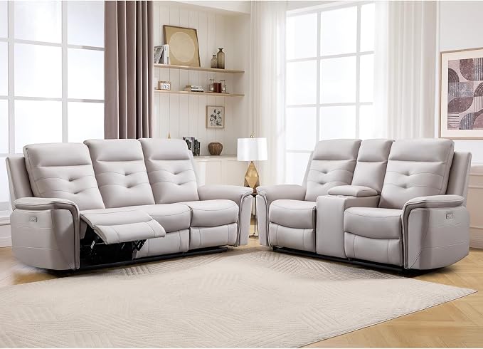 ANJ 2-Piece Faux Leather Power Recliner Sofa Set by ANJ