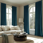 MIULEE Peacock Blue Velvet Curtains 52x96 inches 2 Panels Blackout Curtains | - Image 7