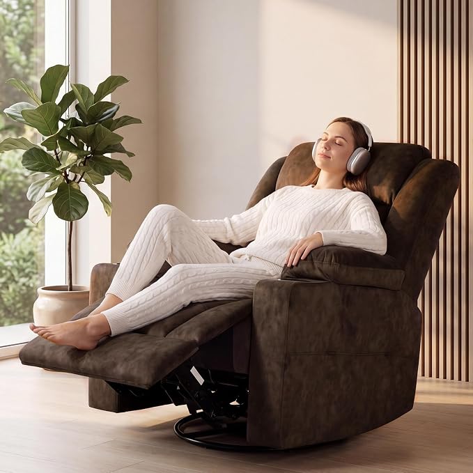 LEVELEVE Retro Rocking Recliner Chair, Massage Rocker Recliner Chair - Image 2