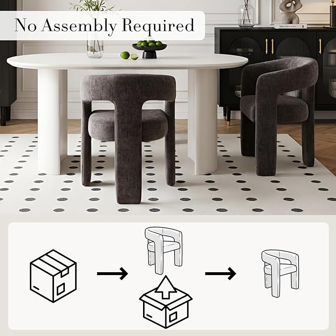 Modern Chenille Dining Chairs Set of 2, Upholstered Barrel Chairs - Image 3