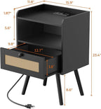 SUPERJARE Nightstands with Charging Station, Bedside Table Set of 2 with PE - Image 3