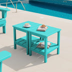 SERWALL 2-Tier HDPE Outdoor Side Tables Set of 2, Weatherproof Rectangular by SERWALL