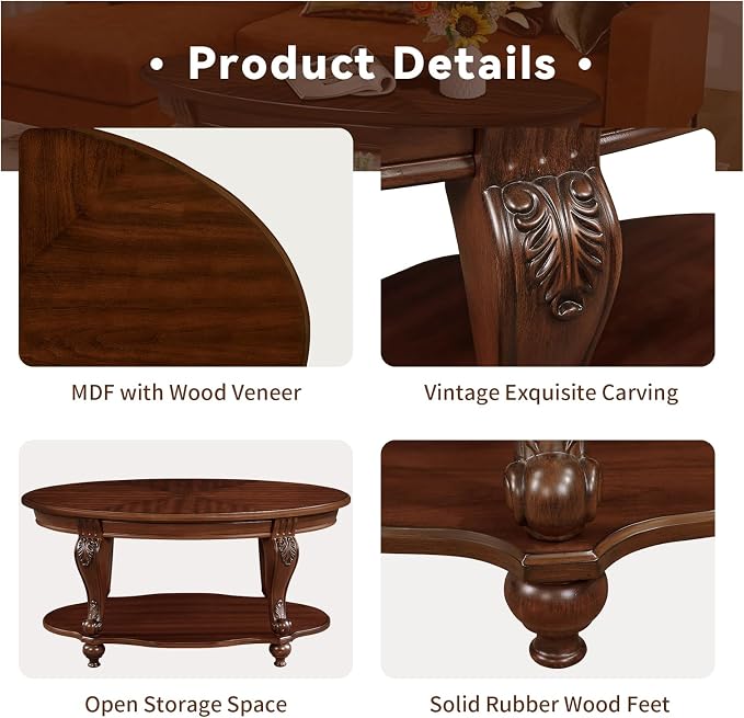 LKTART Wood Coffee Table Set - Image 5