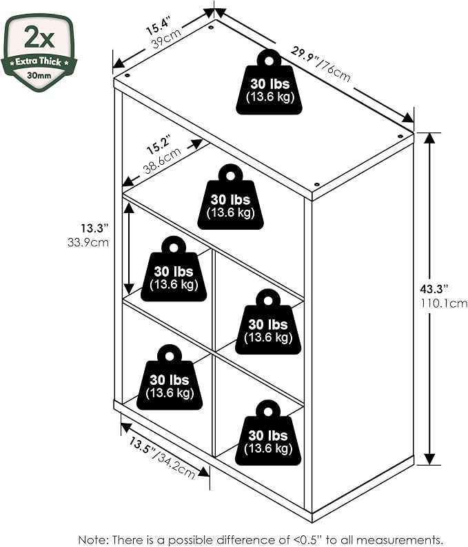Furinno Cubicle Book Shelf, 5-Cube Bookshelf, Extra Thick Frame Cube Storage - Image 3